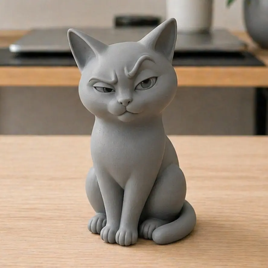 Funny Grumpy Cat Ornament, Decorative Ornaments, Sarcastic Face Cat Figurine, Cute Cat Statue for Desk, Office, Home Decor, Sculpture Desk Decor, Cat Lover Gift