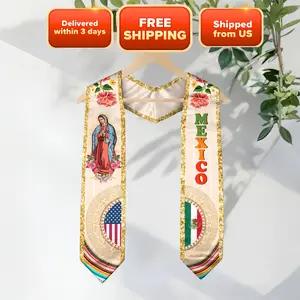 Graduation Stole Mexican 2026 – Mexican Graduation Sash, Mexico Flag, Class of 2026 V Shape National Country Stole