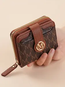 Women's Compact Wallet, Card Holder Wallet, Snap Closure Design, Multiple Card Slots, Cash Pocket, Daily & Special Occasions, Coffee ///blue/