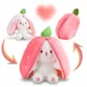 Reversible Strawberry Bunny Plush Toy, Soft Kawaii Transforming Hide-and-Seek Cuddly Stuffed Animal, Plushies for Birthday Gifts, Stuffed Animals, Kids Toys, Cute And Cuddly Hug Me