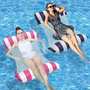 Water Hammock Striped 2 Tube Adult Size, 4-In-1 Multi-Functional Pool Float Toy, Pool Raft Lounger Floating Device for Adults