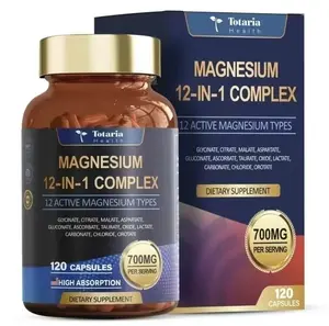 Totaria Health Magnesium 12-in-1 Complex 700mg - 12 Active Types Glycinate Citrate Malate Vegan Capsules for Muscle Heart & Relaxation Support