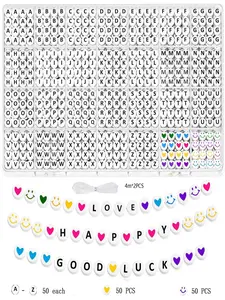 1 Box Simple Letter Pattern Acrylic Bead, Diy Mix Beads, Casual Diy Jewelry Making Kit for Bracelet & Necklace & Phone Chain, Basic Diy Fashion Accessories Kit for Women & Men