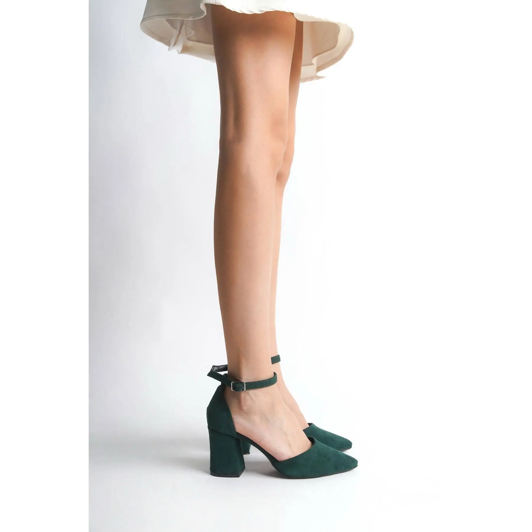 Wren | Emerald Green Suede High Heels