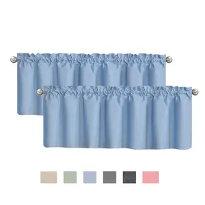 blackout  curtains rod pocket valance large window 2-Pack Blackout Window Valance 39x20 Inch Rod Pocket Curtain Panels Perfect for Kitchens and Cafés langsir bidai blackout sheer Ring brocade blind langsir hook rod gradient cabinet