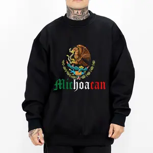 Michoacan Mex Mexican Art Chicano Chicana Clothing Clothes Lowrider Oversized Graphic Tee Medium Heavy Sweatshirt Hoodie for Men Women s-5xl 1510 Unisex Loose Fit Crewneck Long Sleeve Tops