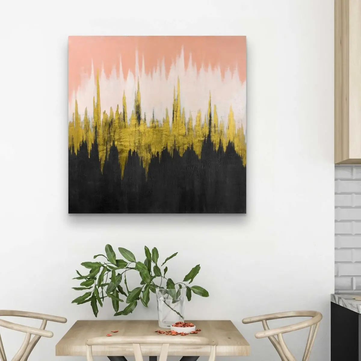 212 MAIN 32x32 in. Abstract Zigzag Black Wall Artwork - Abstract Pattern Print, Modern Minimalist Design, Stylish Home Decor Inspo for Living Spaces