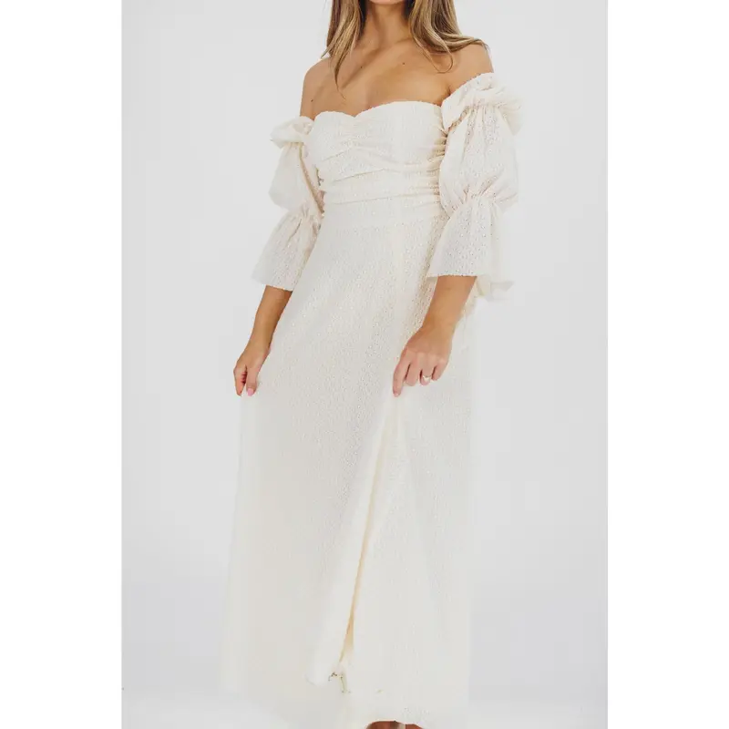 beige frill sleeve maxi dress Fariha Flared Ruffle Sleeve Satin Maxi Dress main image 1