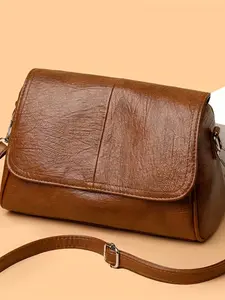 Women's Vintage Handbag, Large Capacity Multi-Pocket Crossbody Shoulder Purse Bag, Detachable Adjustable Strap, Hardware, Magnetic Buckle, Handbag Sling Bag
