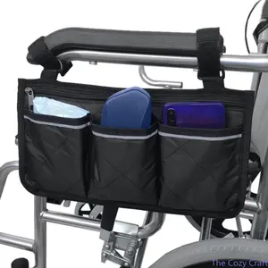 Independence Day Stroller & Wheelchair Side Storage Bag, Reflective Strip Hanging Organizer for Armrest, Multi‑Purpose Durable Side Pouch, Portable Safety Storage Tote for Baby Strollers, Wheelchairs & Mobility Equipment