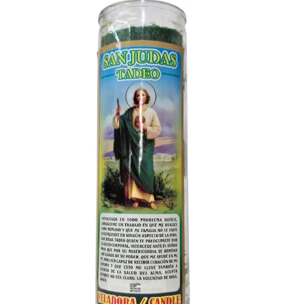 San Judas Tadeo Patron Prayer Aromatherapy Decorative Candle - Paraffin Wax, Non-Toxic, Scented Light for Urgent Requests, Traditional Saint Image Design, Ideal for Devotion Area, Enhances Spiritual Experience Gift