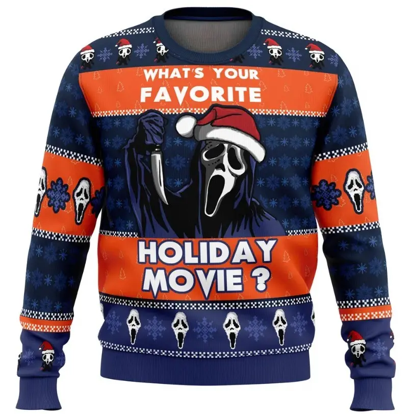 Holiday Scream Ghostface Ugly Christmas Sweater, Vintage Horror Movie Sweatshirt, Xmas Gift