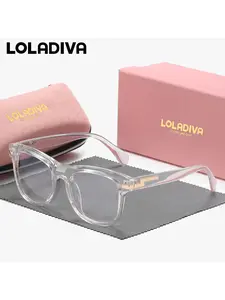 LOLADIVA 1 Pair Unisex Transparent Design Full Frame Plano Glasses Fresh And Soothing Style Square Frame Plano Glasses