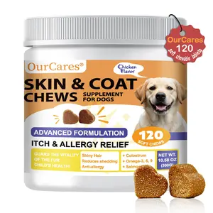 OurCares Skin & Coat Chews for Dogs | 120 Soft Chews, Chicken FlavorEnhances Fur Shine & Softness, Relieves Dry Itchy Skin, Repairs & Strengthens Skin Barrier Supplements Advanced Formulation