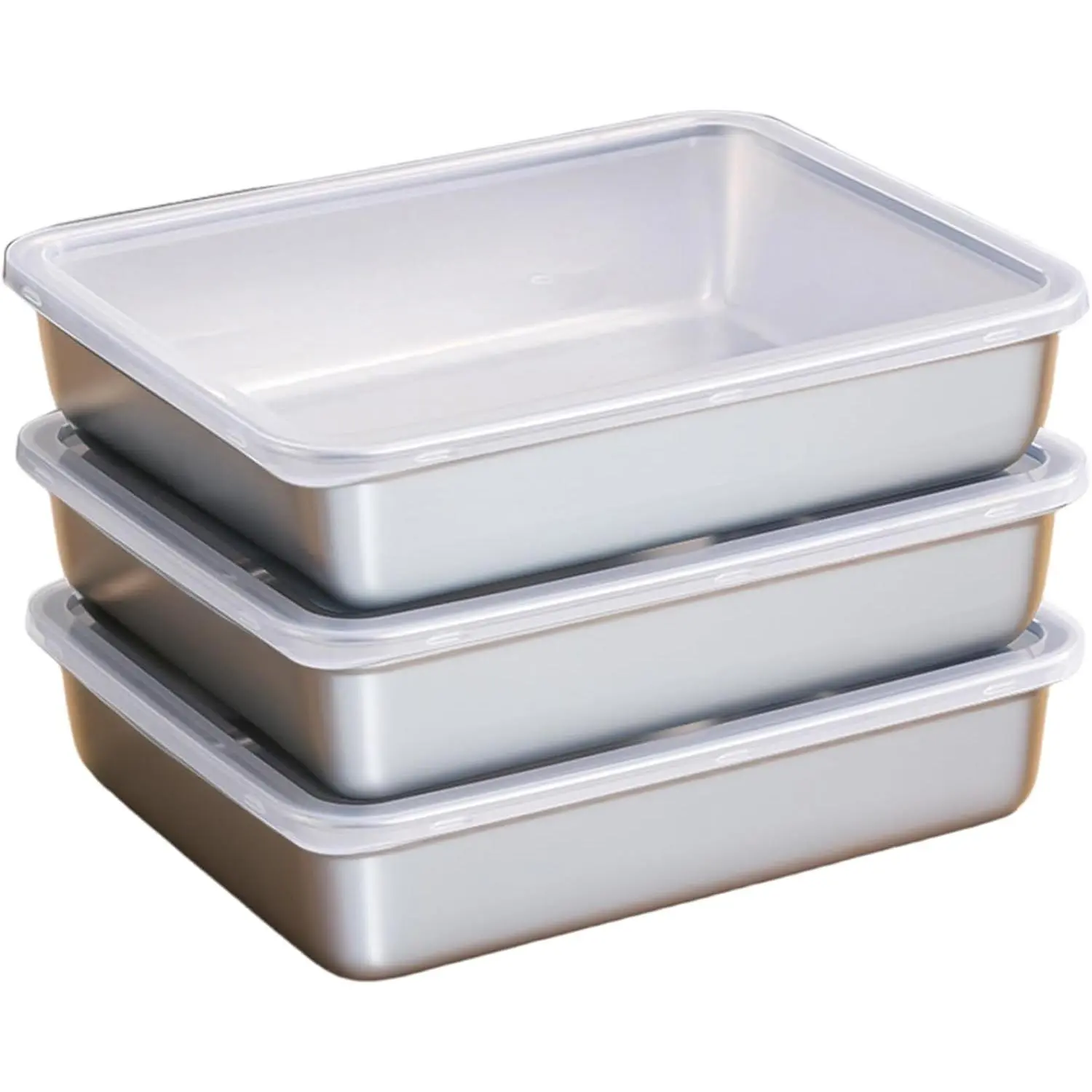 3Pcs Square Pan Multipurpose Safe Thicken Square Stainless Steel Cake Pan with Lid for Home Kitchen Accessories