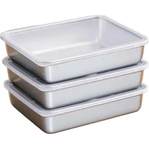 3Pcs Square Pan Multipurpose Safe Thicken Square Stainless Steel Cake Pan with Lid for Home Kitchen Accessories