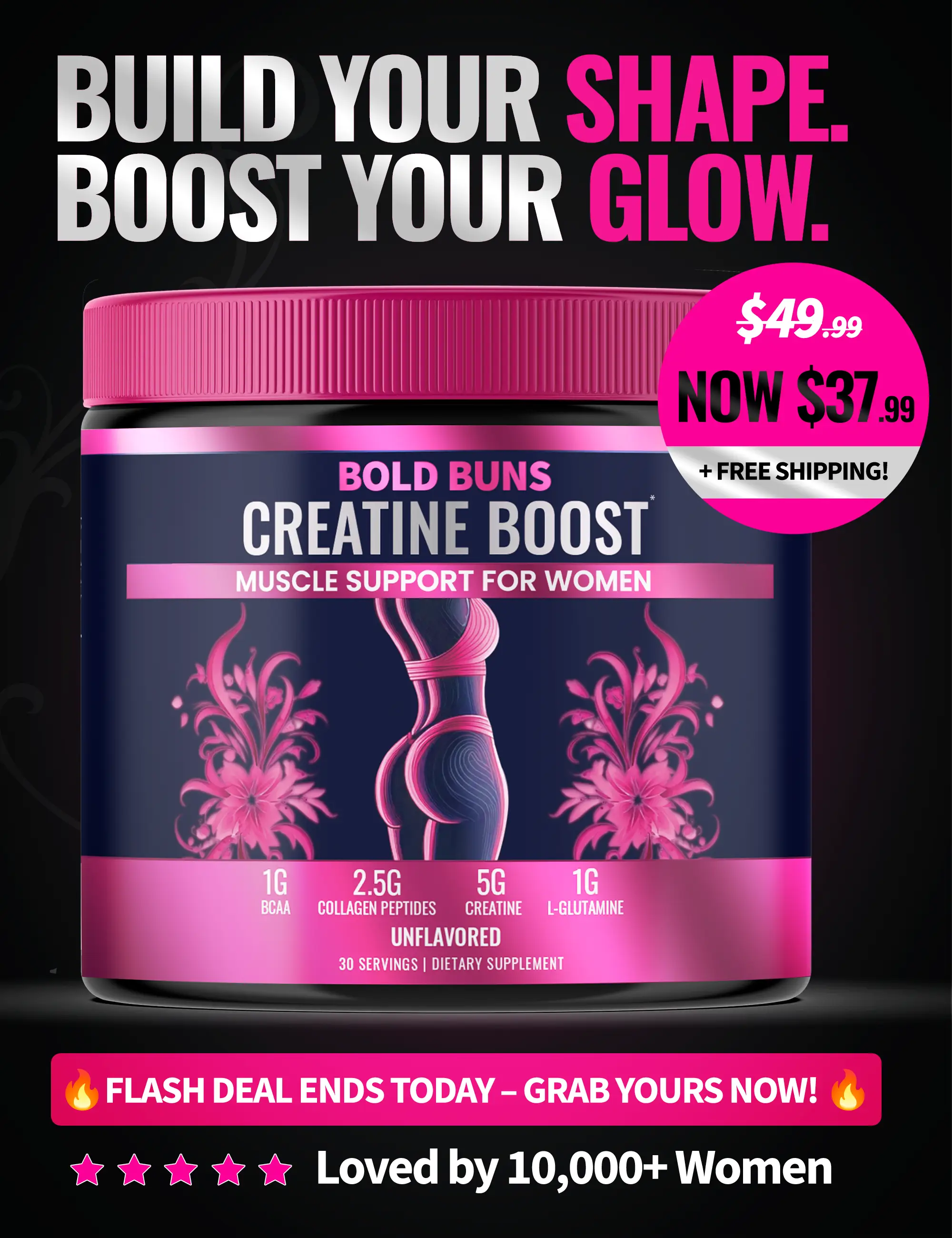 Bold Buns Creatine for Women – Build Strength, Support Skin Glow & Hair Heath, R...