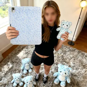 Blue Plush Leopard Print For IPad Case - Compatible With 10.9" For IPad 10th Gen (2022) & 11th Gen (2025), Also For IPad 7th/8th/9th Gen 10.2" -With Charging Stylus Slot Perfect Gift For Parties, Birthdays & Holidays, , Plush Ipad Case, Leopard Print