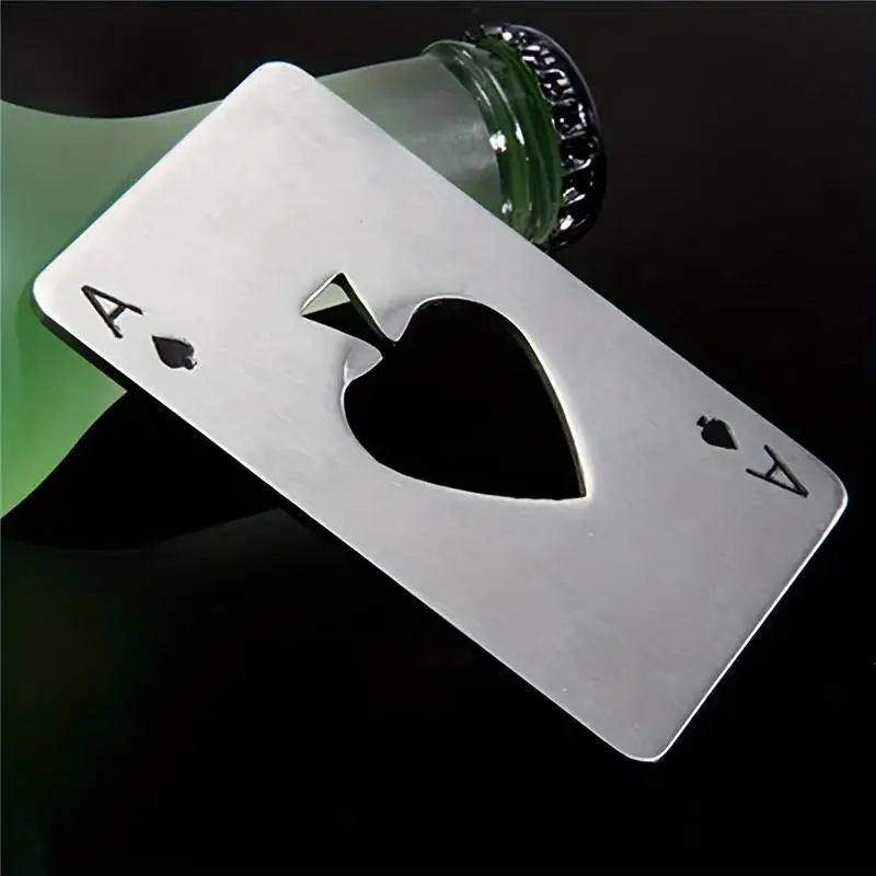 Stainless Steel Poker Shaped Bottle Opener, Portable Non Slip Manual Beer Opener, Creative Heart Design Bottle Opener for Home Kitchen Party, Kitchen
