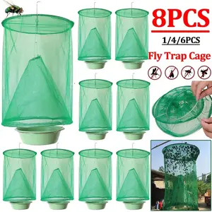 1/4/6/8PCS Fly Traps Outdoor Hanging Stable Trap Reusable Fly Catcher Killer Hunter Repellent Control Cage for Barn Orchard