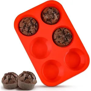 Large Muffin Pan 6 Cup Cupcake Tin for Baking Non Stick