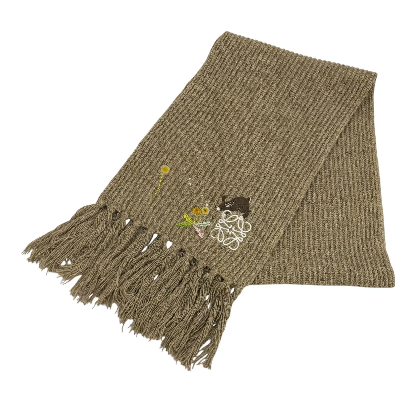 Pre-owned Loewe Wool Small Leather Goods Nylon Rayon Scarf