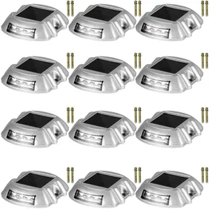 12-Pcs Solar Driveway Lights – 6 LED Bright White, with Screws, Waterproof Wireless Outdoor Lights for Deck, Path, Garden, Walkway, Sidewalk, Steps