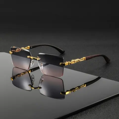 Men's Metal Square Frameless Retro Casual Glasses, High-End Elegant Versatile Design, Stylish Eyewear for Everyday Wear, Classic Shades, Fashion Glasses