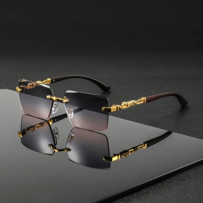 Men's Metal Square Frameless Retro Casual Glasses, High-End Elegant Versatile Design, Stylish Eyewear for Everyday Wear, Classic Shades, Fashion Glasses