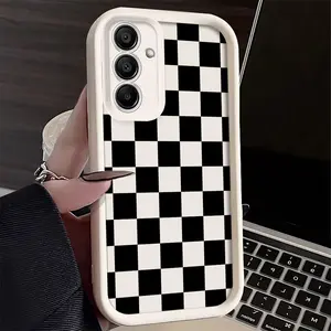 Checkered Pattern Design Pattern Design iPhone Case Compatible with Samsung Galaxy S26 S24 Plus S25 S23 S22 S21 Ultra FE S24+ Note20 A54 A53 A52 A36 A35 A34 A33 A17 A16 A15 A14 A13 2D Printing Soft TPU Cover with Raised Edges