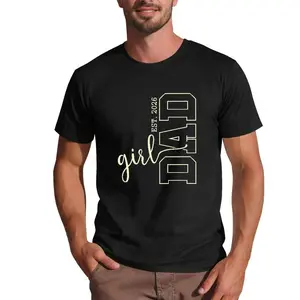 Oversized Soft Breathable Comfy "Girl Dad Est 2026" Vertical Text Design Sports Top, for New Dads (Father-Daughter Bonding)
