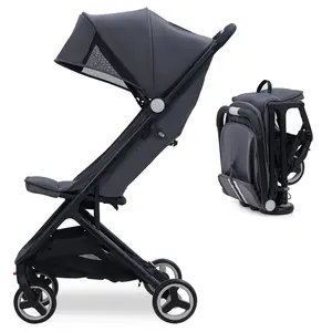 Lightweight Baby Stroller, Compact Umbrella Stroller with Adjustable Canopy/Footrest/Backrest, One-Hand Folding Newborn Infant Stroller for Airplane Friendly