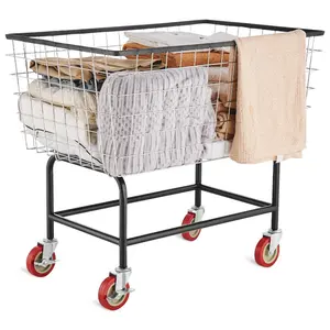 VEVOR Wire Laundry Cart, 2.8Bushel Wire Laundry Basket with Wheels, 26.7''x21.7''x26.4'' Commercial Wire Laundry Basket Cart, Steel Frame with Chrome Finish, 4 Casters, Wire Basket Cart for LaundryVEVOR Super Brand Day
