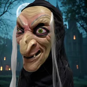 Scary Old Witch Mask, 1 Count Full Face Cover Horror Halloween Cosplay Costume, Adult Party Prop, Party Supplies
