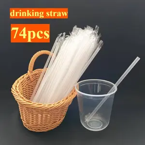 transparent Straws - 19cm Narrow Straws for All Beverages | Restaurant Quality, Individually Packaged, 74pcs Drinking Straw
