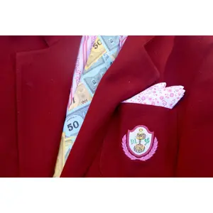 REPEATING PINK INTERTWING FLOWERS AND HEARTS PRINT LIGHT PINK POCKET SQUARE WITH HANDKERCHIEF