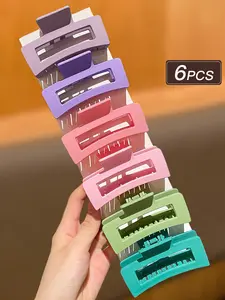 6 elegant Macaron color square hairpins, Hair Claws, suitable for everyday hairstyles, recommended as a gift. Hairpin accessories for women, school supplies, college fall accessories, autumn and winter holiday outfits, Hair Clip Set