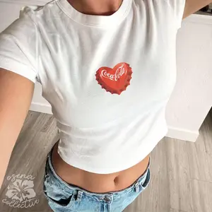 Coke Heart Coquette Baby Tee, Graphic Tee, Heart Tee, Bottle Cap, 2000s Y2K Baby Tee, Diet Coke, Aesthetic, Iconic Tshirts, Gift For Her