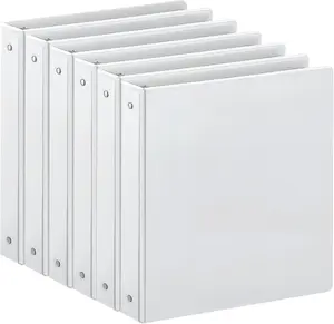 1-inch 3 Ring Binder with 2 Interior Pockets, 1'' Durable Binders Holds US Letter Size 8.5'' x 11'' Paper - Versatile Binders for Office, Home, and School Use, 6 Pack White