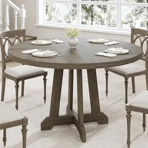 47 inch Round Dining Table for 4-6 People, Kitchen Table, Wood Circle Table, Farmhouse Dinner Table, Kitchen & Dining Room Table for Dining Room Kitchen (Only Table)