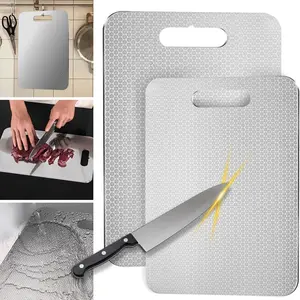 Stainless Steel Cutting Board,  1 Count  Durable & Hygienic Kitchen Chopping Board, Dual-sided Anti-slip Chopping Board for Meat, Vegetables & Fruit