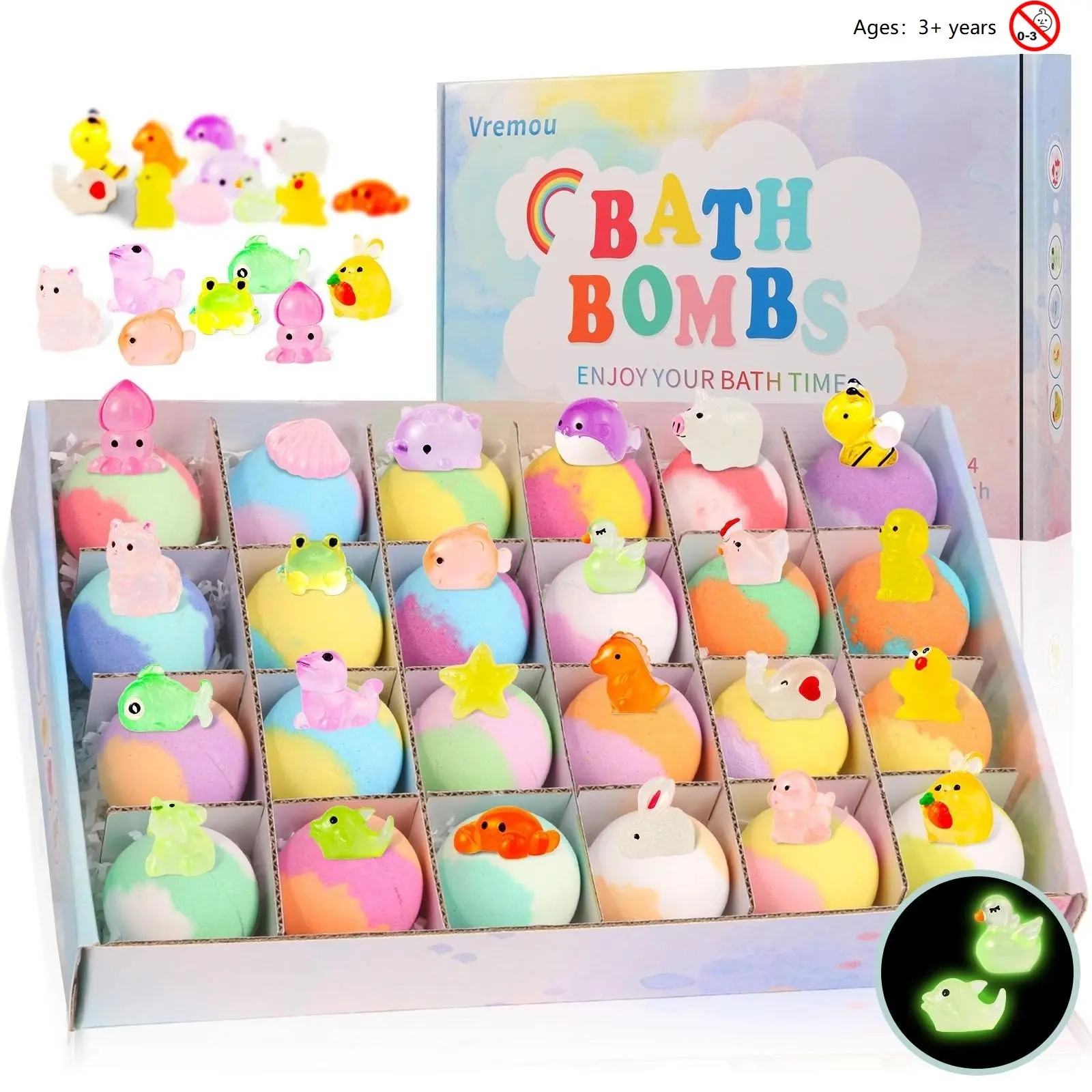 24pcs Gentle Bubble Bath Bombs Set with Toys, Relaxing Bath Time, Ideal Gift Choice, Perfect for Stress Relief, Fun and Relaxing Bathtime