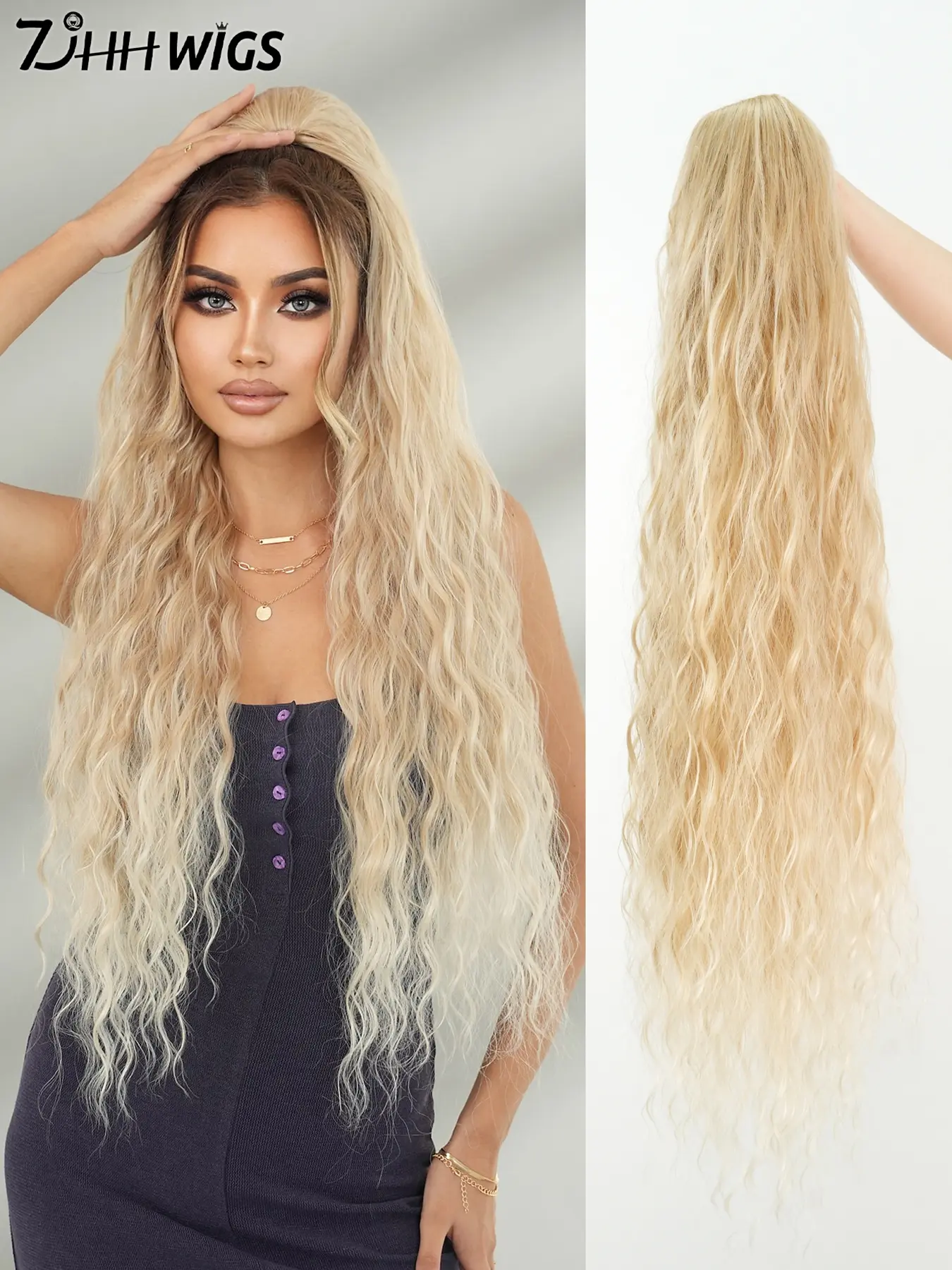 High-Quality 36 Inch Extra Long Wave Curl Drawstring Synthetic Ponytail Extension, Soft Synthetic Fiber, Synthetic Curly Hair, Multi-Color Options, for Women Daily Party Use, Soft Curly Ponytails, Drawstring Ponytail Extensions