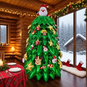 4D inflatable Christmas tree with balloon decorations, easy to stack, disassemble, and move - a stand-alone indoor/outdoor holiday decoration that can be easily installed using an air pump.