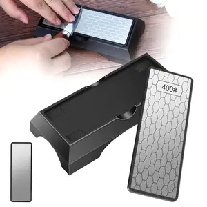 Double-Sided Diamond Sharpening Stone - Manual Knife Sharpener with Non-Slip Base,400/1000 Grit Diamond Stone,for Kitchen Knives Scissors, Stone Knife Sharpener for Chefs