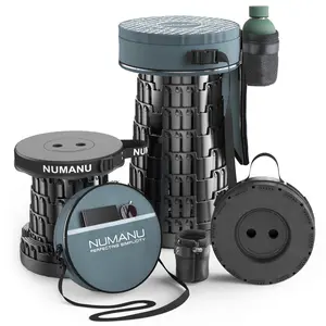 NUMANU 2026 Upgraded Collapsible Stool & 3-IN-1 Carry Bag Seat Cushion + Drink Holder, Max Weight 620lbs, Height Adjustable, Lightweight & Portable Telescopic Seat