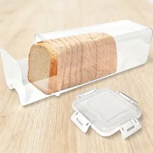 Reusable Transparent Plastic Food Storage Container with Lid, Reusable Rectangular BPA Free Kitchen Organizer, Clear Design