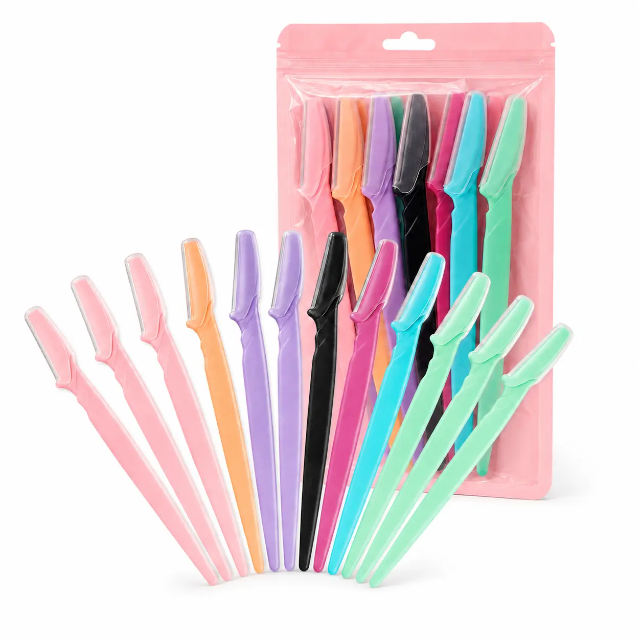 12PCS Metal Eyebrow Razors with Storage Tube | Stainless Steel Micro-Guard Dermaplaning Tools for Brow Shaping, Peach Fuzz Removal, Facial Hair Trimming, Makeup Prep & Travel
