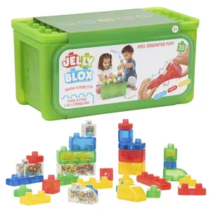Jelly Blox Stash & Stack 2in1 Storage Case with 30 Colorful Blocks for Tactile Sensory Play and Developmental Fun Ages 2+