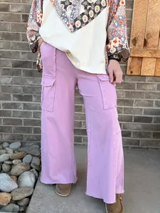 Mauve French Terry Pull On Cargo Pants by by Easel